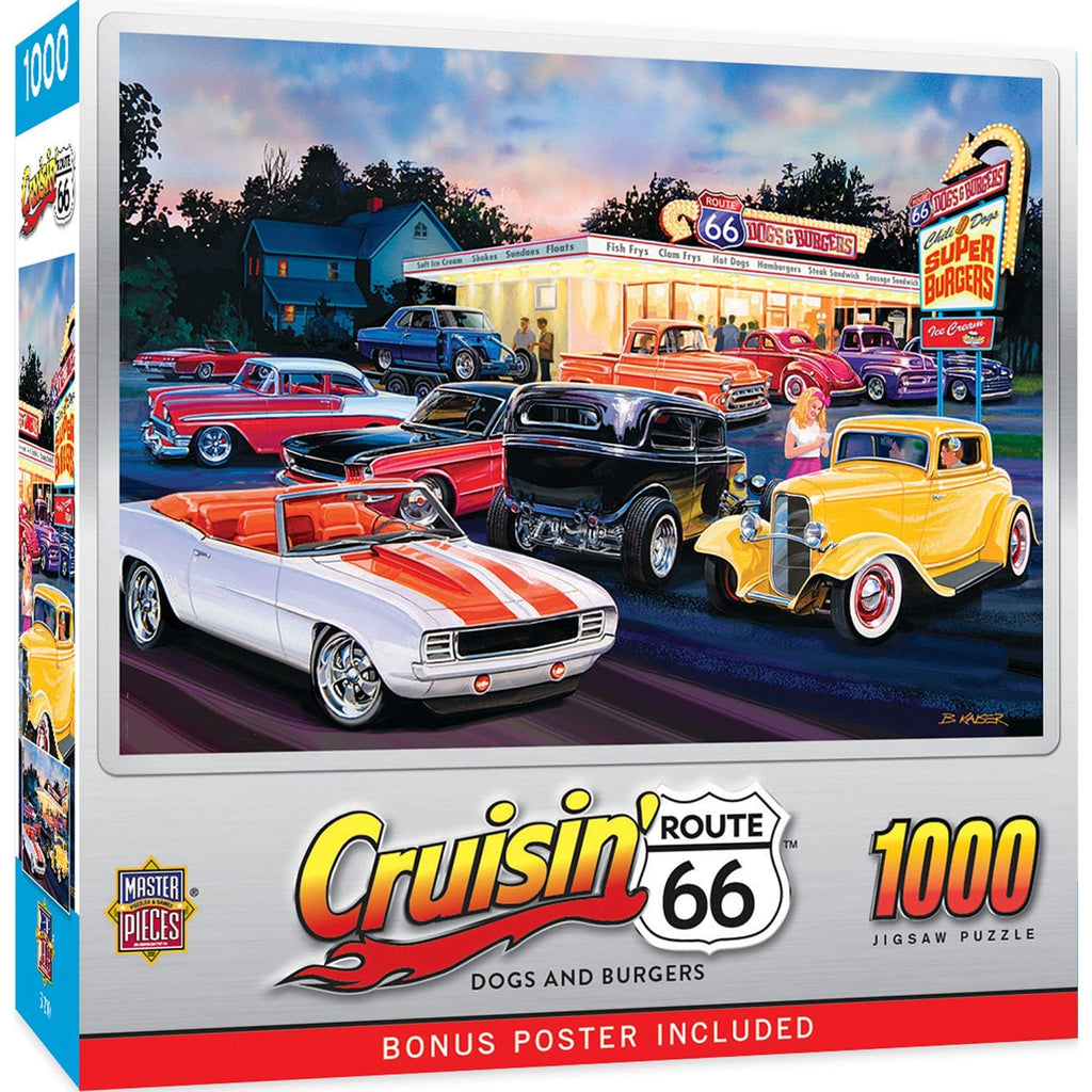 Cruisin' Route 66 - Dogs & Burgers 1000 Piece Jigsaw Puzzle - Out of Play