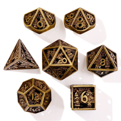 Christmas Metal RPG Dice Set - 7 Pieces - Out of Play