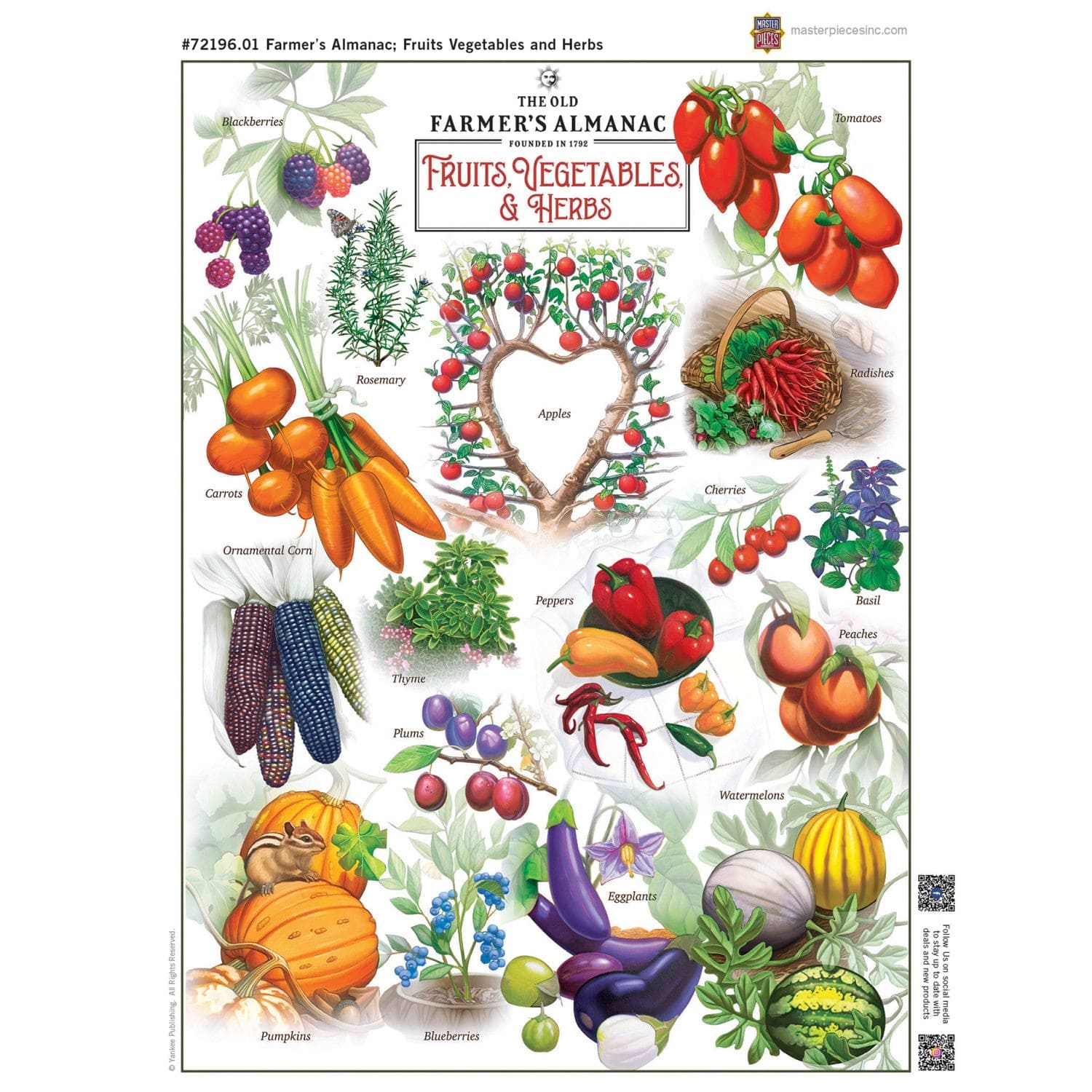 Farmer's Almanac - Fruits, Vegetables, & Herbs 1000 Piece Jigsaw Puzzle - Out of Play