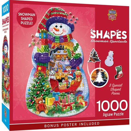 Shapes - Snowman Spectacle Shaped 1000 Piece Jigsaw puzzle - Out of Play