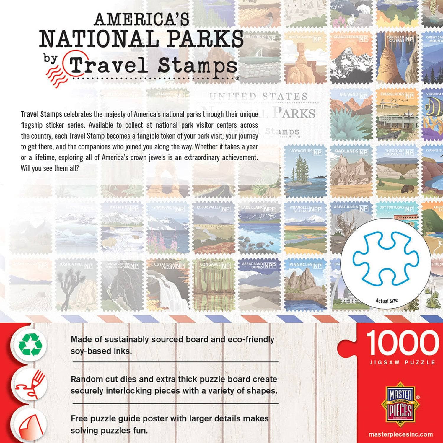 National Parks Travel Stamps 1000 Piece Jigsaw Puzzle - Out of Play