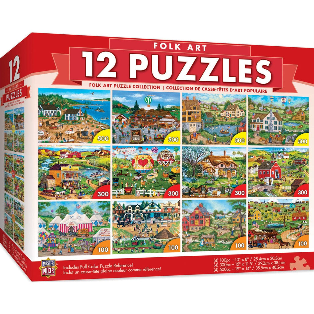 Folk Art Jigsaw Puzzle Collection - 12 Pack - Out of Play